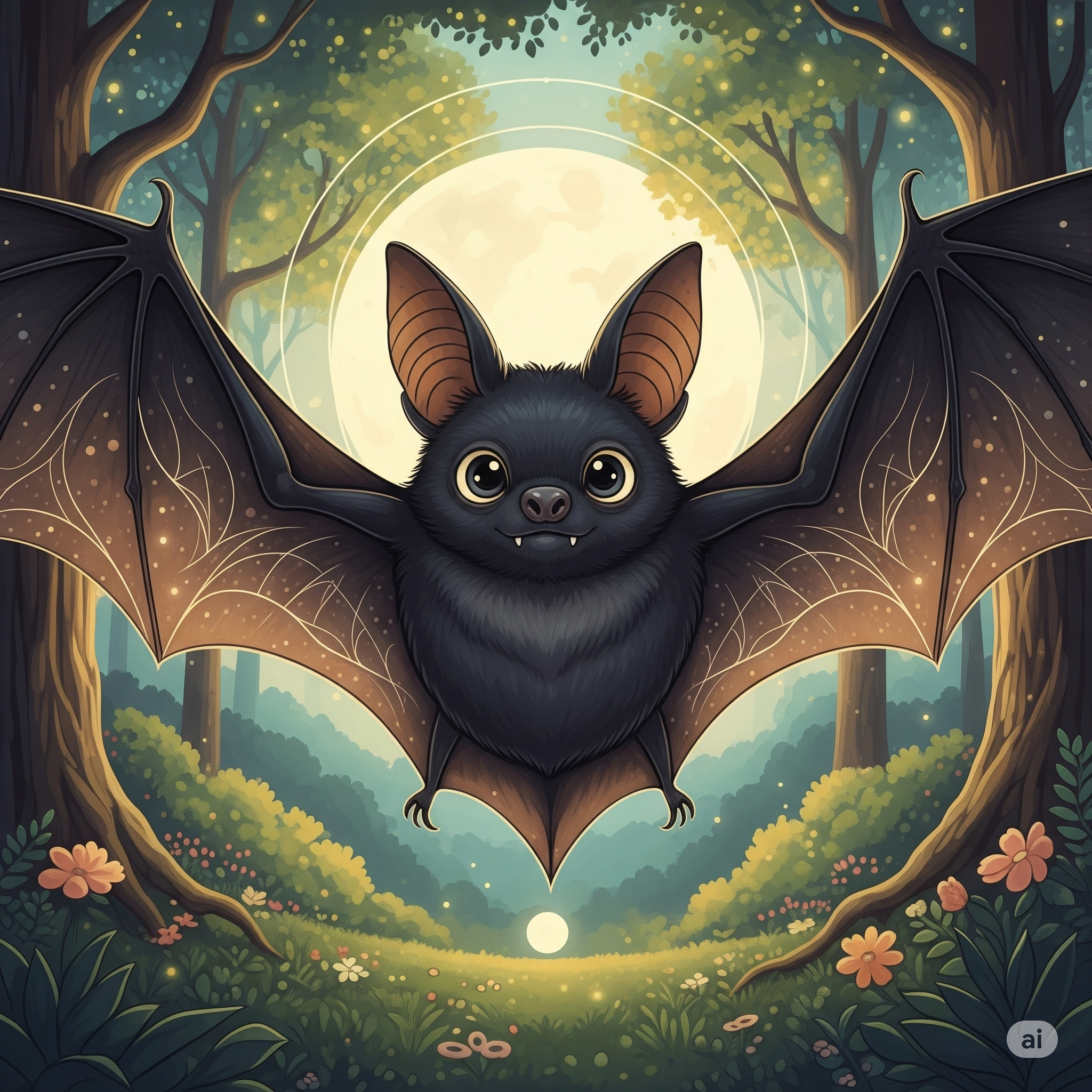 Bat Spirit Animal-Flying bat at twilight, symbolizing intuition, rebirth, and perception.